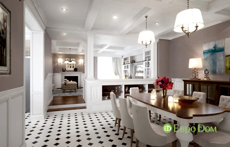 Дизайн интерьера коттеджа 393 кв. м в английском стиле. Фото 02