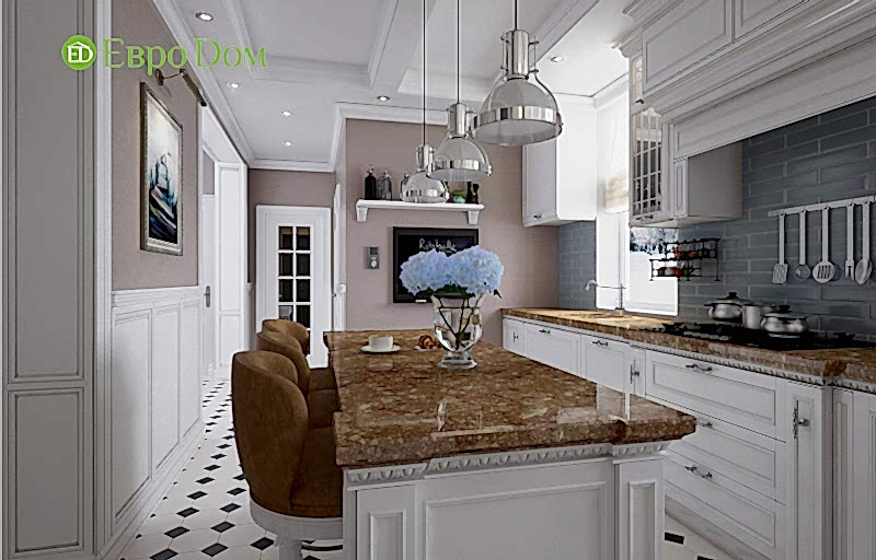 Дизайн интерьера коттеджа 393 кв. м в английском стиле. Фото 05