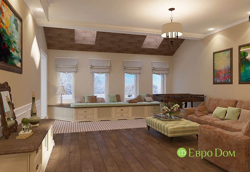 Дизайн интерьера коттеджа 393 кв. м в английском стиле. Фото 06