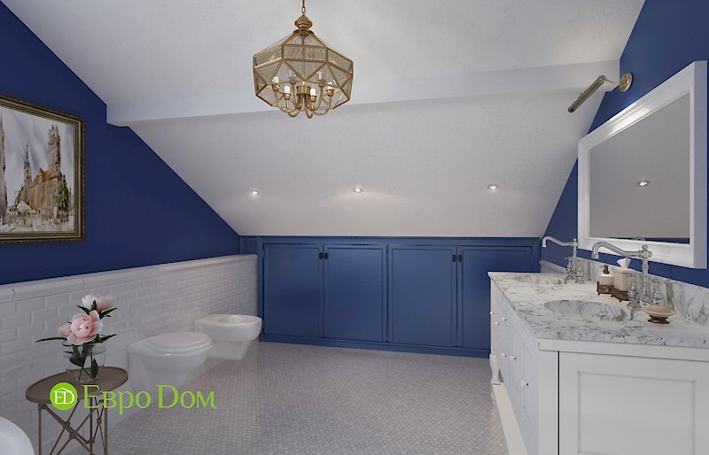 Дизайн интерьера коттеджа 393 кв. м в английском стиле. Фото 016