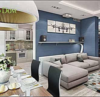 Дизайн трехкомнатной квартиры 116 кв. м в стиле контемпорари. Фото проекта