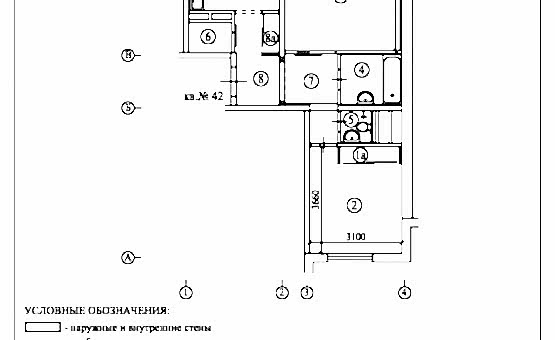 Перепланировка 2-комнатной квартиры 54 кв.м. по адресу г. Алматы, ул. Мартеновская, д. 7. Фото 3