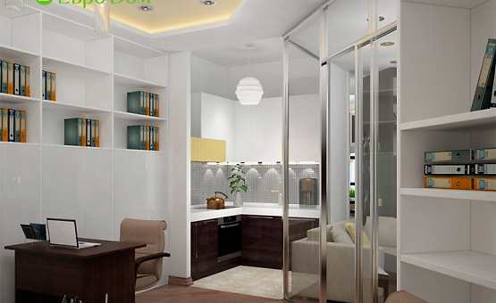 Дизайн интерьера квартиры-студии 47 кв.м. по адресу г. Алматы, Ленинский проспект, д. 111. Фото 2