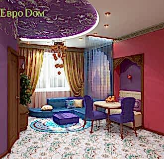 Дизайн двухкомнатной квартиры 65 кв. м в индийском стиле. Фото проекта