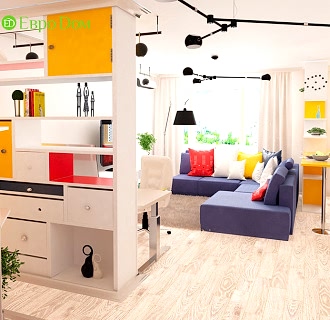 Дизайн двухкомнатной квартиры 63 кв. м в современном стиле. Фото проекта