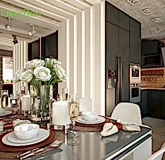 Дизайн двухкомнатной квартиры 61 кв. м в стиле лофт. Фото проекта