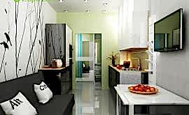 Дизайн интерьера квартиры-студии 43 кв.м. по адресу г. Химки, мкр.Фирсановка, ул.Речная, д. 2Б. Фото 2