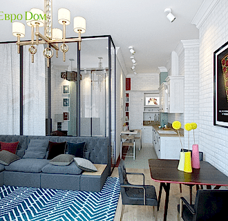 Дизайн трехкомнатной квартиры 65 кв. м в скандинавском стиле. Фото проекта