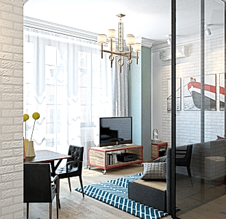 Дизайн трехкомнатной квартиры 65 кв. м в скандинавском стиле. Фото проекта