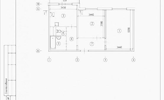Перепланировка 2-комнатной квартиры 54 кв.м. по адресу г. Алматы, Коломенская ул., д. 12, к. 3. Фото 1