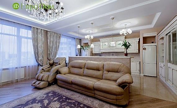 Ремонт трехкомнатной квартиры 130 кв. м в классическом стиле. Фото проекта