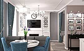 Дизайн интерьера 1-комнатной квартиры 44 кв.м. по адресу г. Звенигород, ул. Садовая, д. 6, ЖК «Заречье». Фото 2