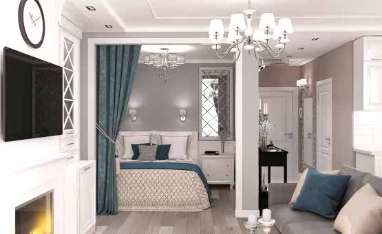 Дизайн интерьера 1-комнатной квартиры 44 кв.м. по адресу г. Звенигород, ул. Садовая, д. 6, ЖК «Заречье». Фото 4