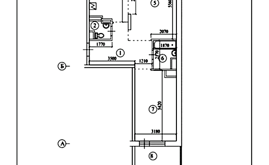 Перепланировка 2-комнатной квартиры 65 кв.м. по адресу МО, г. Одинцово, ул. Сколковская. Фото 1