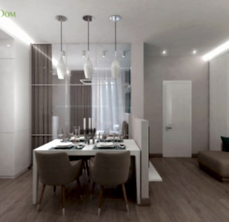 Дизайн трехкомнатной квартиры 61 кв. м в современном стиле. Фото проекта