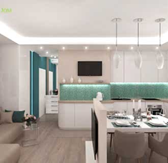 Дизайн трехкомнатной квартиры 61 кв. м в современном стиле. Фото проекта