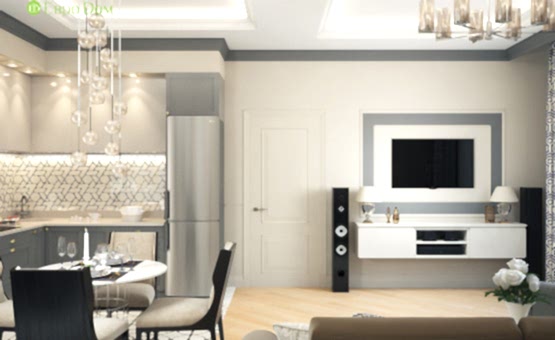 Дизайн интерьера трехкомнатной квартиры 82 кв.м. по адресу г. Алматы, пр. Вернадского, д. 105, корп. 4, ЖК «Елена». Фото 2