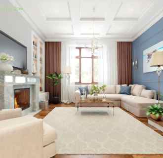 Дизайн интерьера коттеджа 413 кв. м в английском стиле. Фото проекта