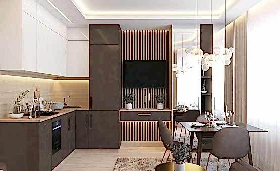 Дизайн интерьера 1-комнатной квартиры