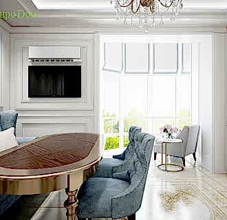 Дизайн трехкомнатной квартиры 90 кв. м в стиле неоклассика. Фото проекта