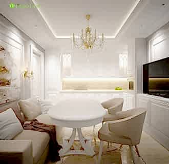 Дизайн трехкомнатной квартиры 60 кв. м в стиле неоклассика. Фото проекта