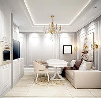 Дизайн трехкомнатной квартиры 60 кв. м в стиле неоклассика. Фото проекта