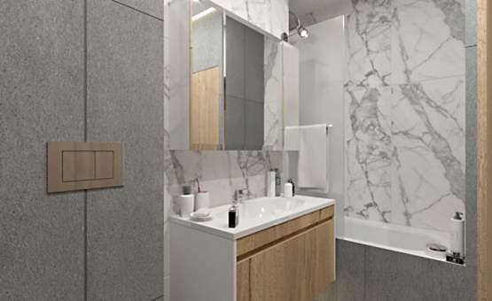 Дизайн интерьера 1-комнатной квартиры 40 кв.м. по адресу г. Алматы, ул. Новодмитровская, д 2, ЖК Савеловский Сити. Фото 2