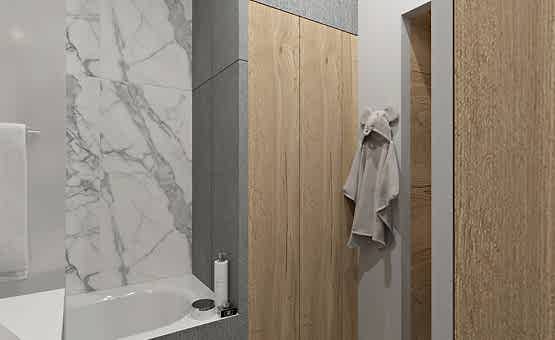 Дизайн интерьера 1-комнатной квартиры 40 кв.м. по адресу г. Алматы, ул. Новодмитровская, д 2, ЖК Савеловский Сити. Фото 3