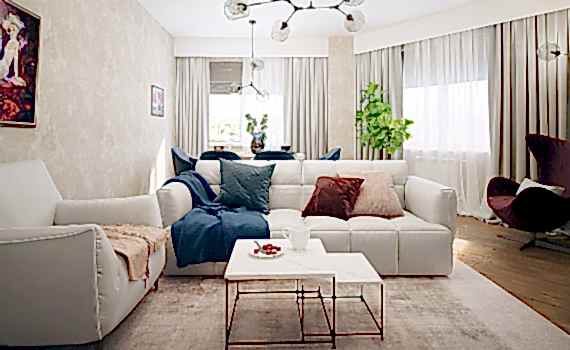 Дизайн двухкомнатной квартиры 70 кв. м в современном стиле. Фото проекта