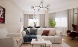 Дизайн интерьера 2-комнатной квартиры 70 кв.м. по адресу г. Алматы, ул. Краснобогатырская, д. 24, ЖК Яуза Парк. Фото 2