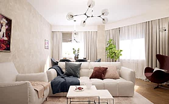 Дизайн интерьера 2-комнатной квартиры 70 кв.м. по адресу г. Алматы, ул. Краснобогатырская, д. 24, ЖК Яуза Парк. Фото 2