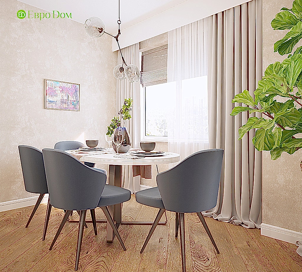 Дизайн двухкомнатной квартиры 70 кв. м в современном стиле. Фото 06