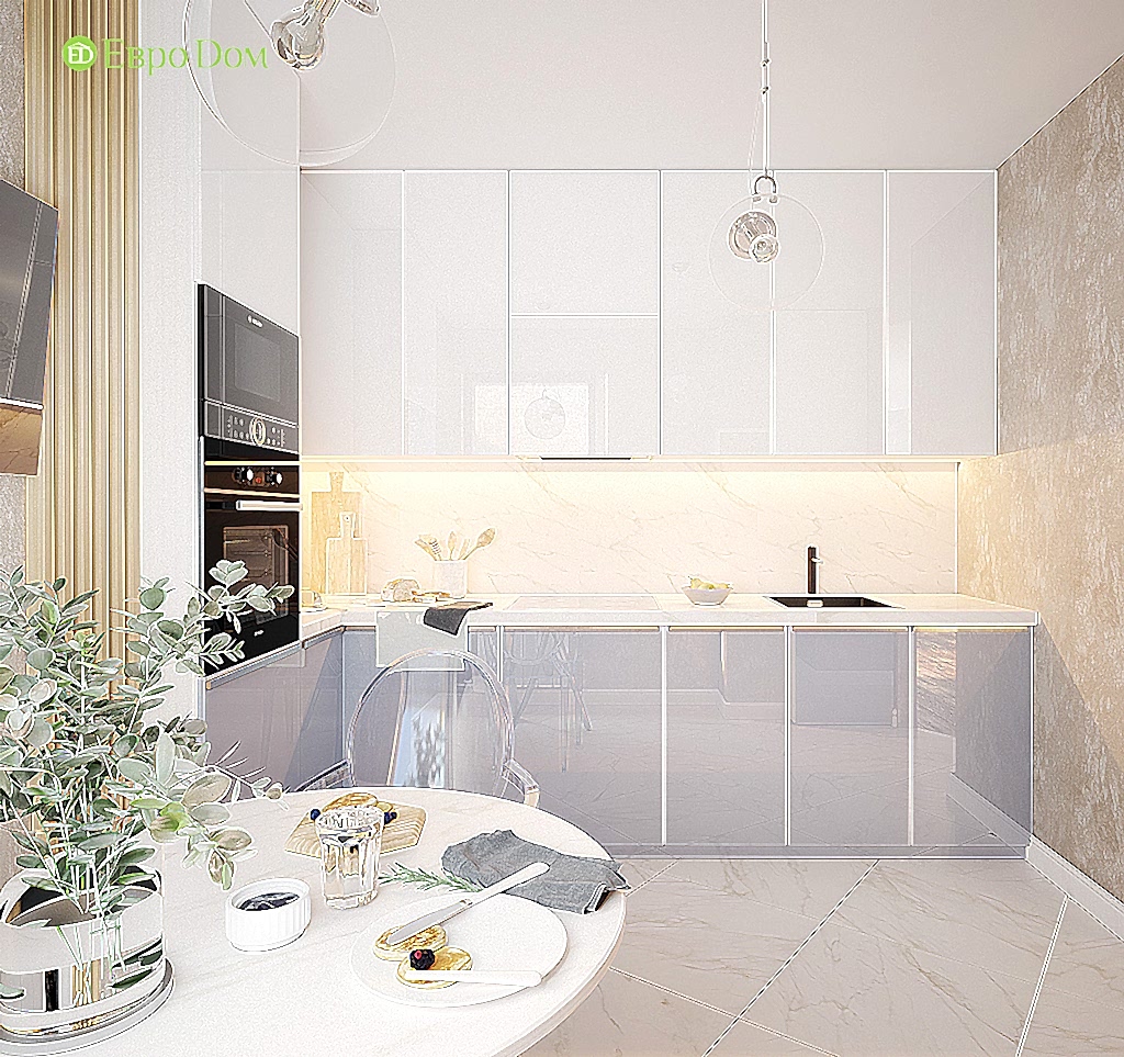 Дизайн двухкомнатной квартиры 70 кв. м в современном стиле. Фото 05