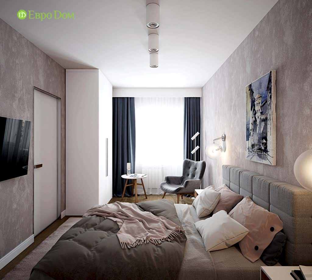 Дизайн двухкомнатной квартиры 70 кв. м в современном стиле. Фото 02