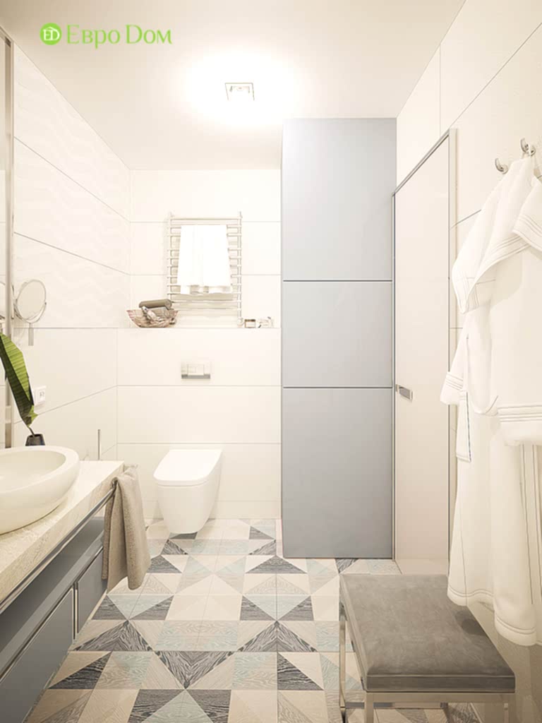 Дизайн двухкомнатной квартиры 70 кв. м в современном стиле. Фото 019