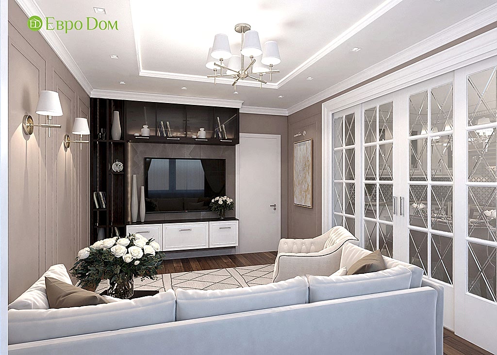 Дизайн четырехкомнатной квартиры 115 м2 в стиле неоклассика. Фото 06