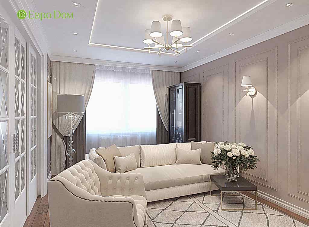 Дизайн четырехкомнатной квартиры 115 м2 в стиле неоклассика. Фото 07