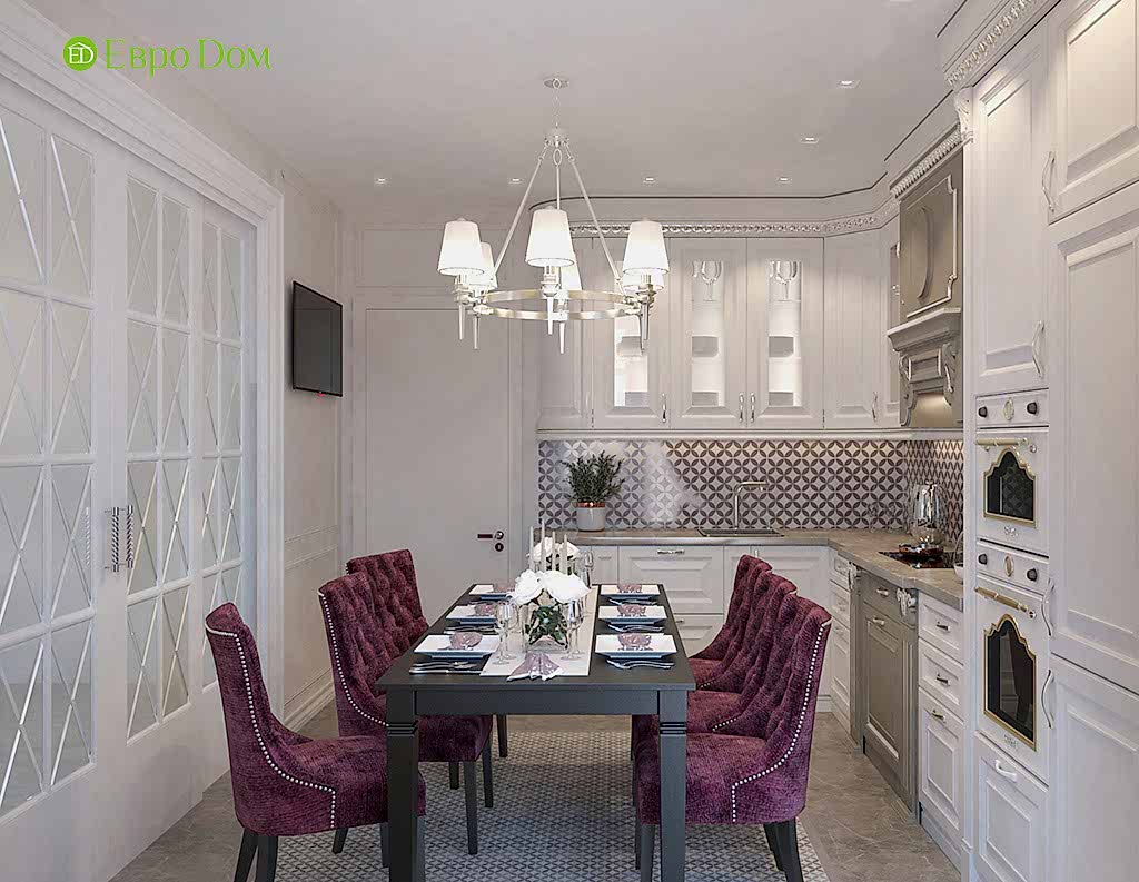 Дизайн четырехкомнатной квартиры 115 м2 в стиле неоклассика. Фото 012