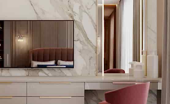 Дизайн интерьера 3-комнатной квартиры 95 кв.м. по адресу г. Алматы, ул. Авиационная, д. 77, к. 2, ЖК Алые Паруса. Фото 2